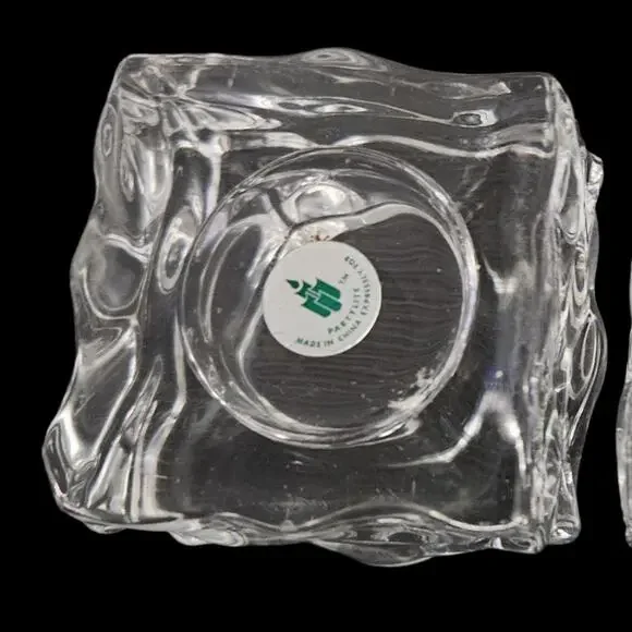 PartyLite Clear Glass Cube Votive Candle Holders Ice Block Style Pair - Picture 5 of 5